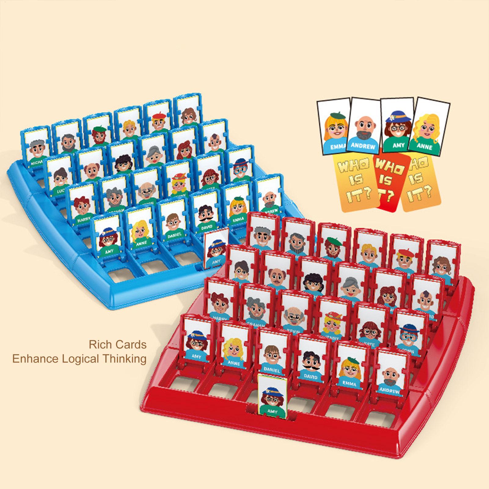 Board Game Guess Who - 私が誰であるかを推測するボードゲーム、記憶力と論理力を鍛えるカードボードゲーム、家族の集まりに最適な教育的な推測ボード玩具