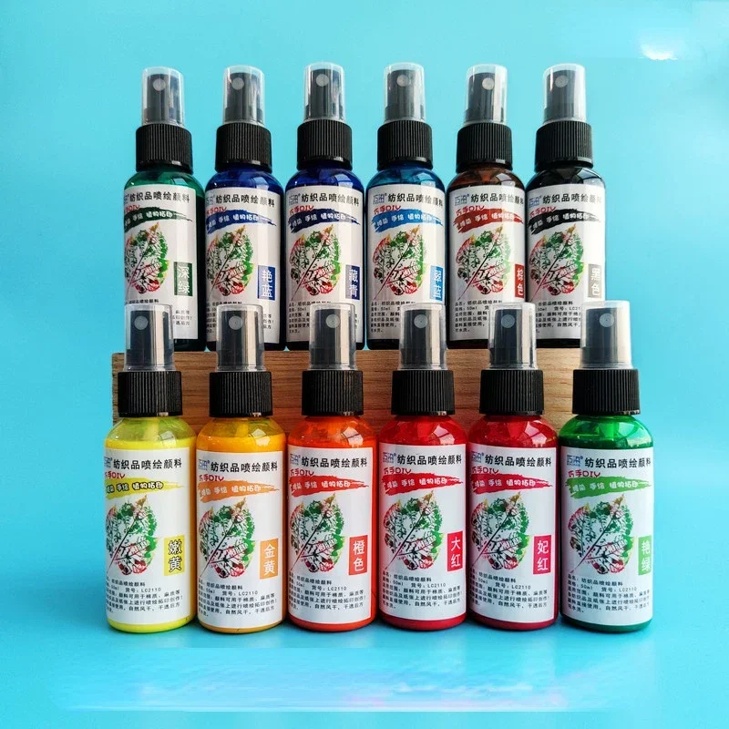 Miniature Painting Set - クリエイティブテキスタイルスプレーペイント,植物染料顔料,手塗りラビングスプレー,DIY顔料,新品,50ml, 12色