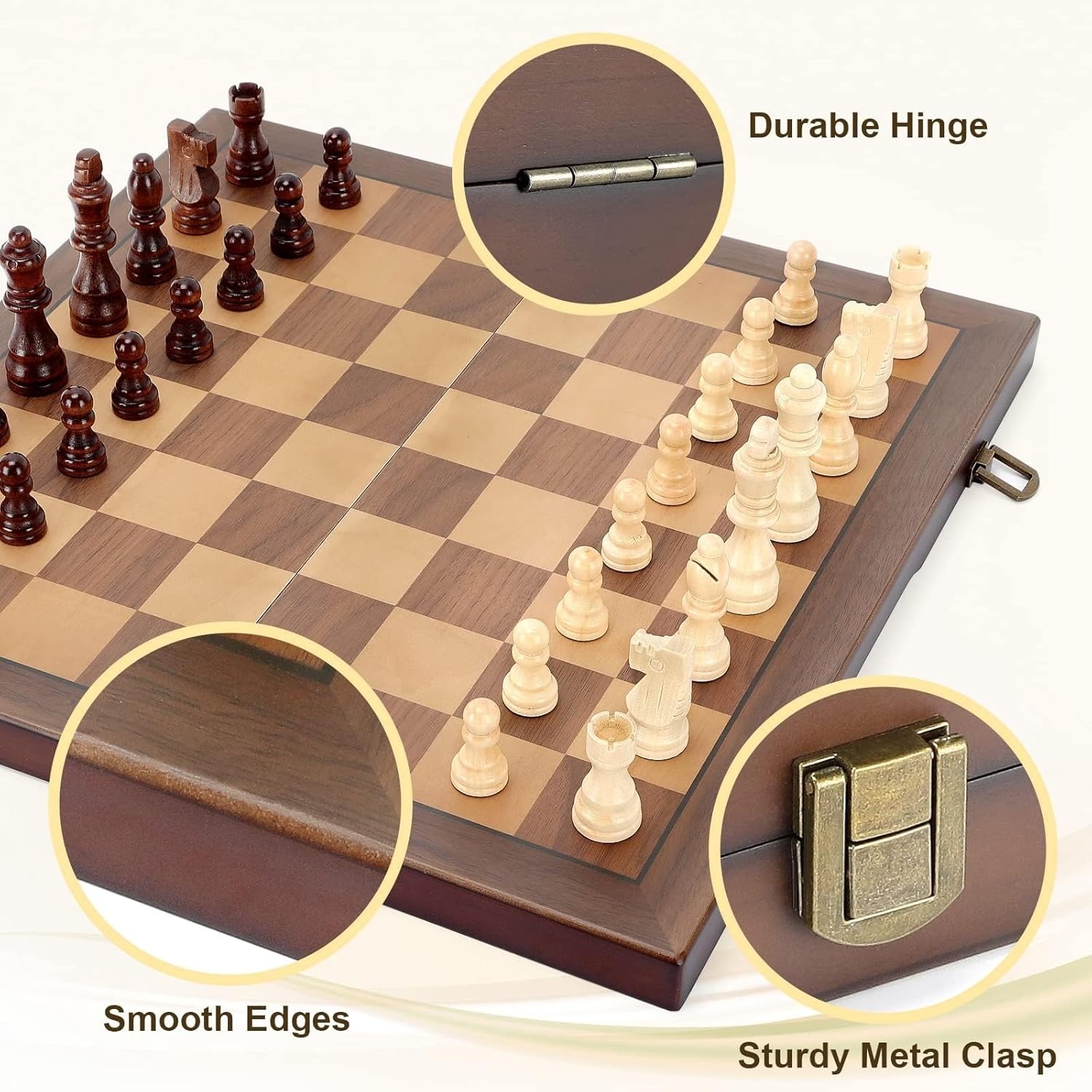 39cm/15インチ 木製チェスセット 大人用 折りたたみ式 - Chess Set Wooden のレビューと価格