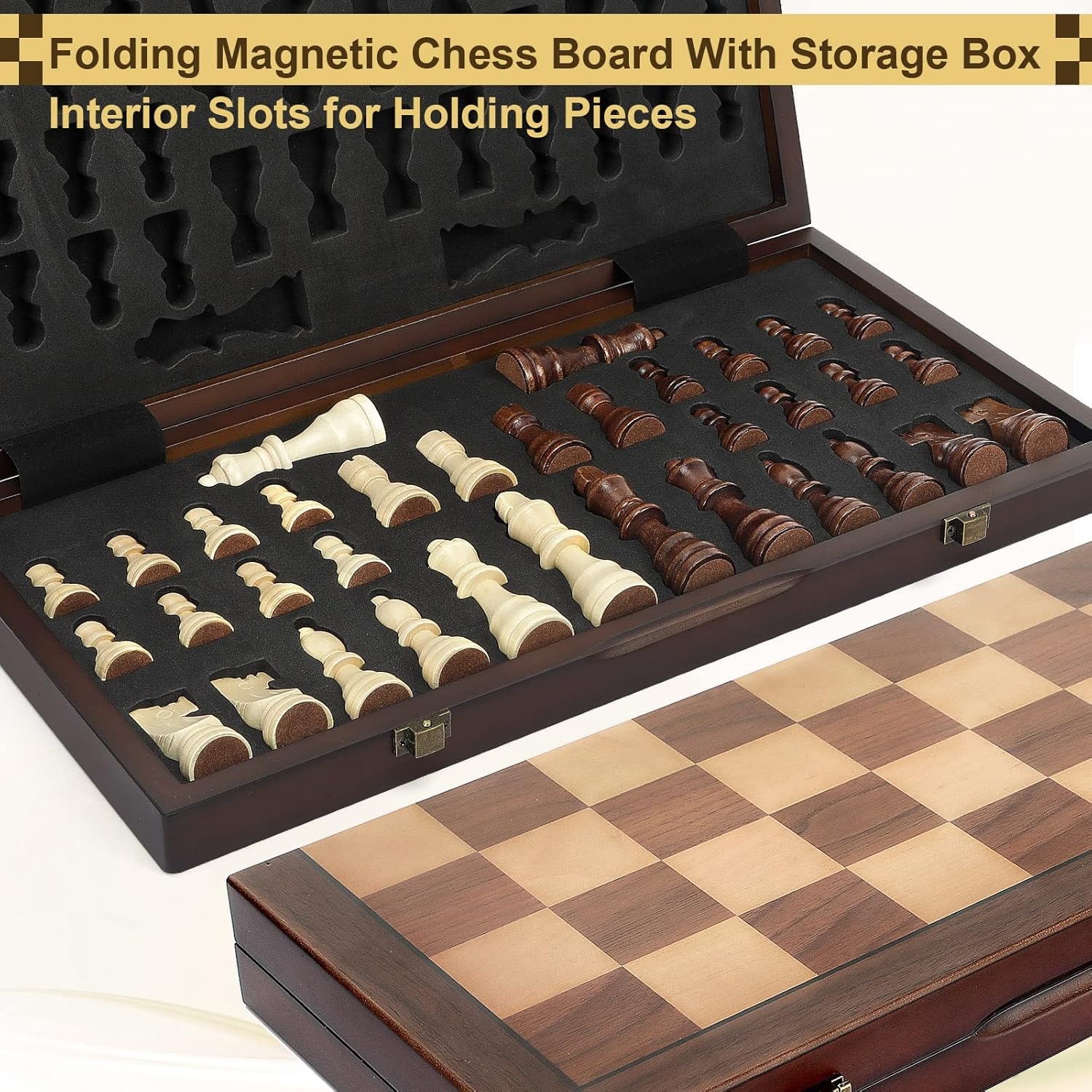 39cm/15インチ 木製チェスセット 大人用 折りたたみ式 - Chess Set Wooden のレビューと価格