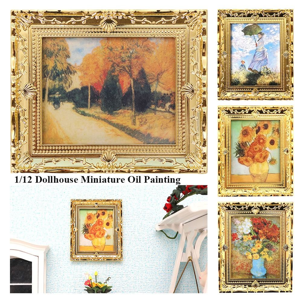 ミニチュア油絵アクセサリー,人形のモデル,家の装飾,1:12 - Miniature Painting Set のレビューと価格