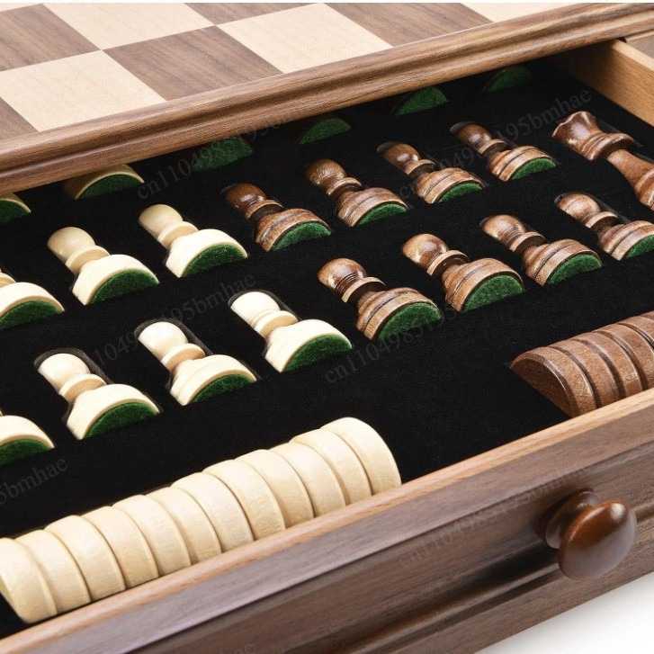 ウォールナット無垢材チェスチェッカーセット引き出し付き/高級 - Chess Set Wooden のレビューと価格