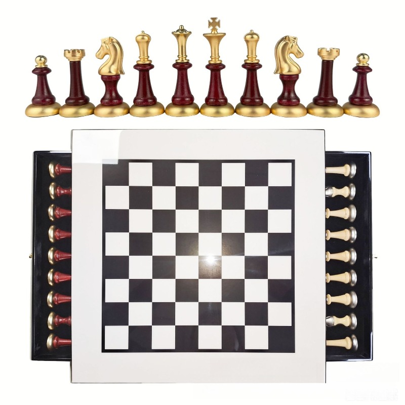高光沢ピアノ仕上げ木製チェスセット、収納引き出し付き、無垢材 - Chess Set Wooden のレビューと価格