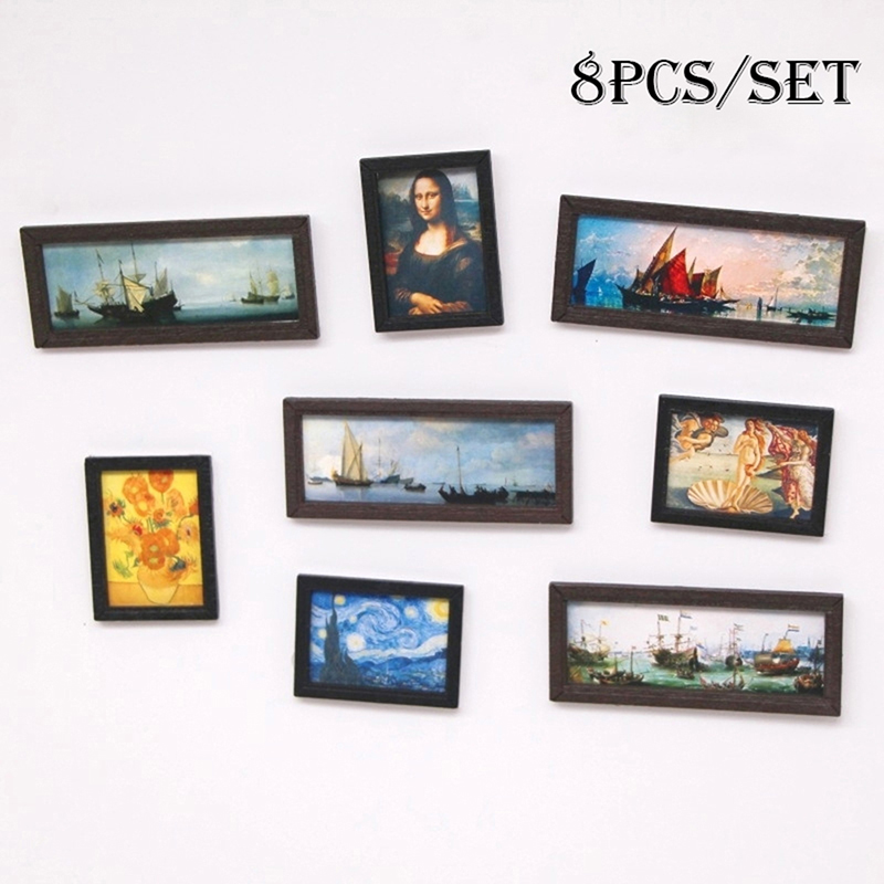8 ピース/セット 1:12 ドールハウスミニチュアヴィンテ - Miniature Painting Set のレビューと価格