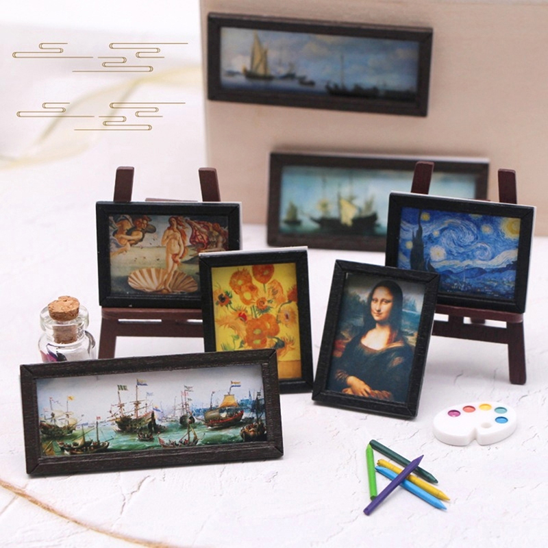 8 ピース/セット 1:12 ドールハウスミニチュアヴィンテ - Miniature Painting Set のレビューと価格